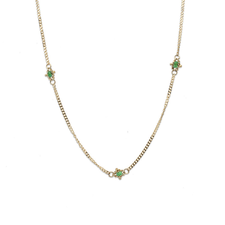 Amali Emerald Textile Multi Station Necklace