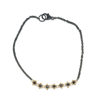 Amali Black Diamond Textile Station Oxidized Bracelet