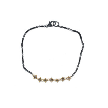 Amali Champagne Diamond Textile Station Oxidized Bracelet
