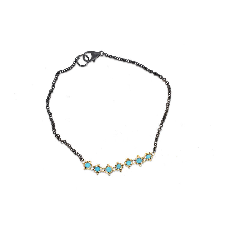 Amali Turquoise Textile Station Oxidized Bracelet