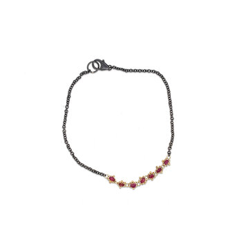 Amali Ruby Textile Station Oxidized Bracelet