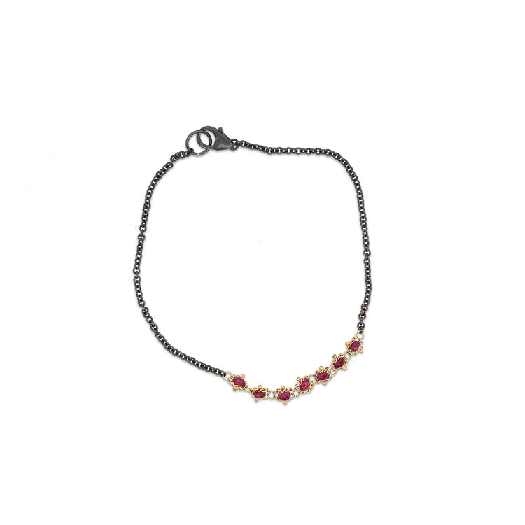 Amali Ruby Textile Station Oxidized Bracelet