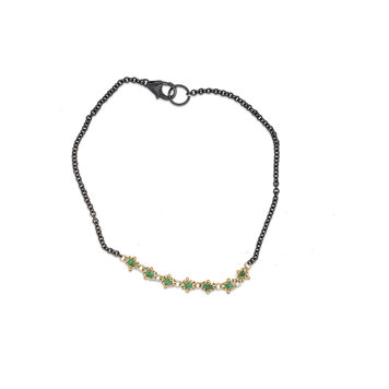 Amali Emerald Textile Station Oxidized Bracelet