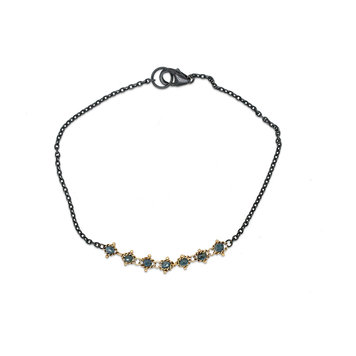 Amali Blue Diamond Textile Station Oxidized Bracelet