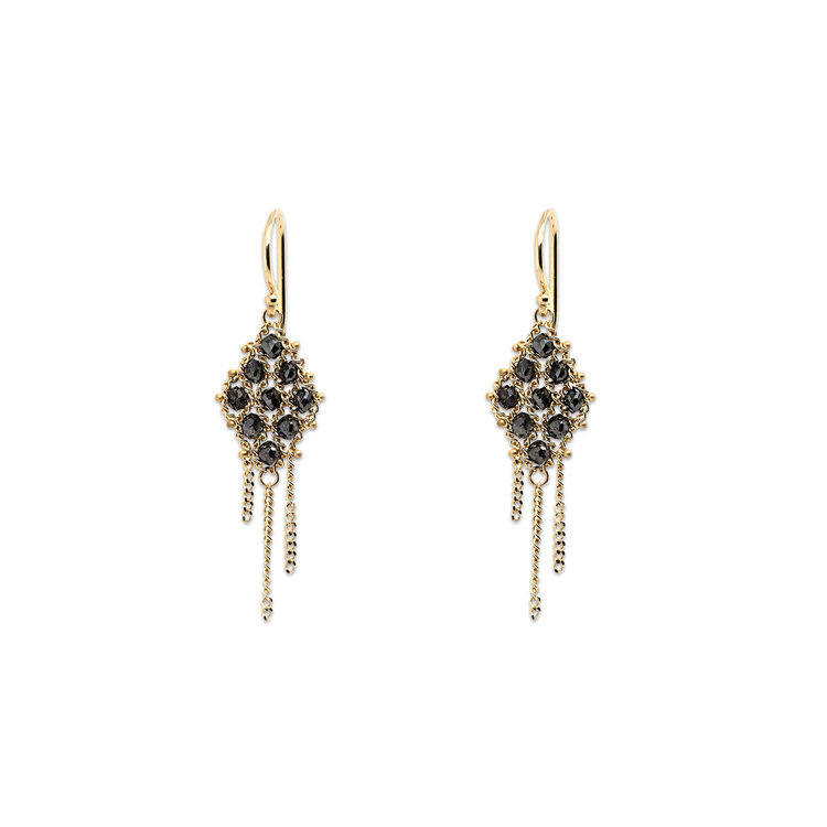 Amali Black Diamond Textile Earrings