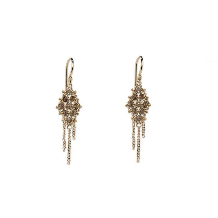 Amali Champagne Diamond Textile Earrings