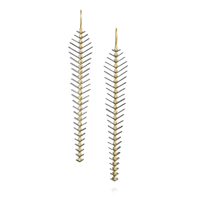 Todd Reed Feather Diamond Drop Earrings