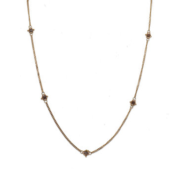 Amali Champagne Diamond Textile Multi Station Necklace