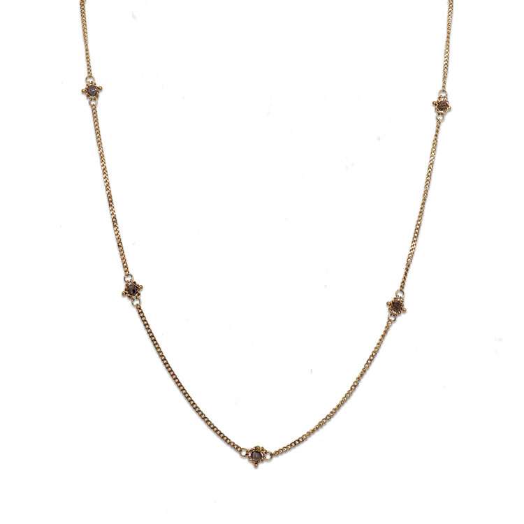 Amali Champagne Diamond Textile Multi Station Necklace