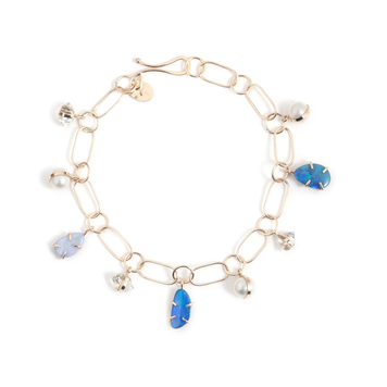 Melissa Joy Manning Pearl, Herkimer and Australian Opal Charm Bracelet