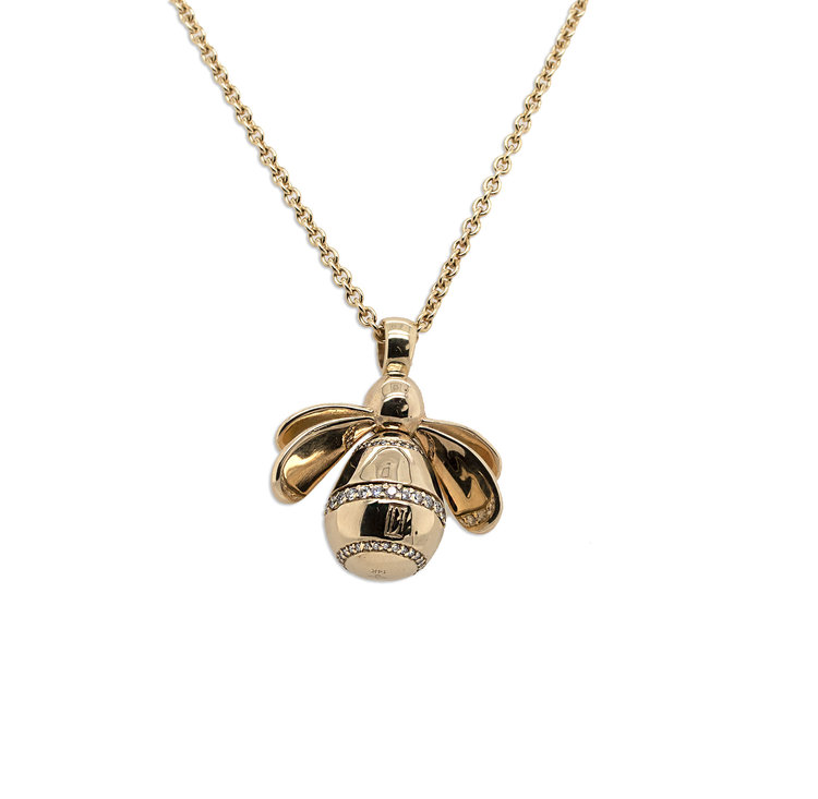 CFJ Bees Large Bumblebee Pendant with Pave Diamonds Necklace