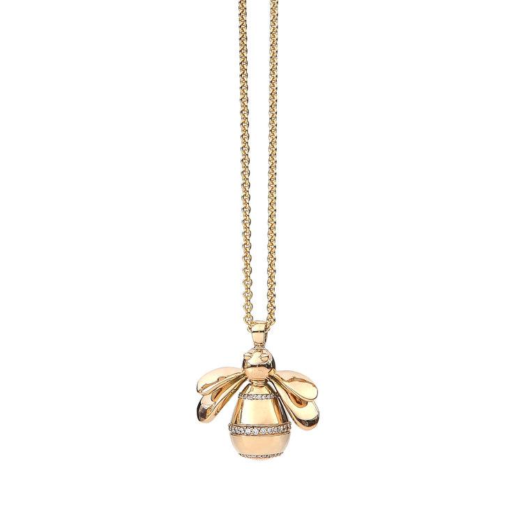 CFJ Bees Large Bumblebee Pendant with Pave Diamonds Necklace