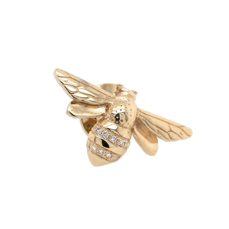 CFJ Bees Gold Bee Lapel Pin with Diamonds