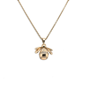 CFJ Bees Small Gold Bumblebee with Diamonds Pendant Necklace