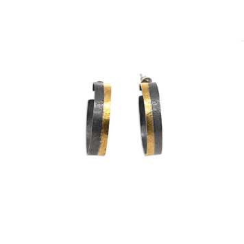 CFJ Fusion Half and Half Hoops w 24k Applied Gold