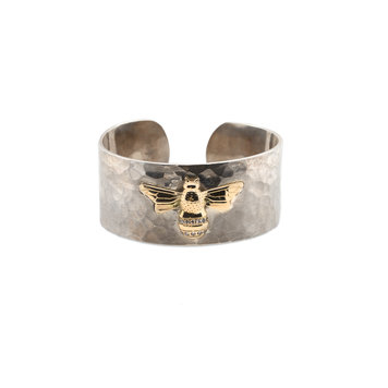 CFJ Bees Mixed Hammered Oxidized Diamond Bombus Cuff 1"
