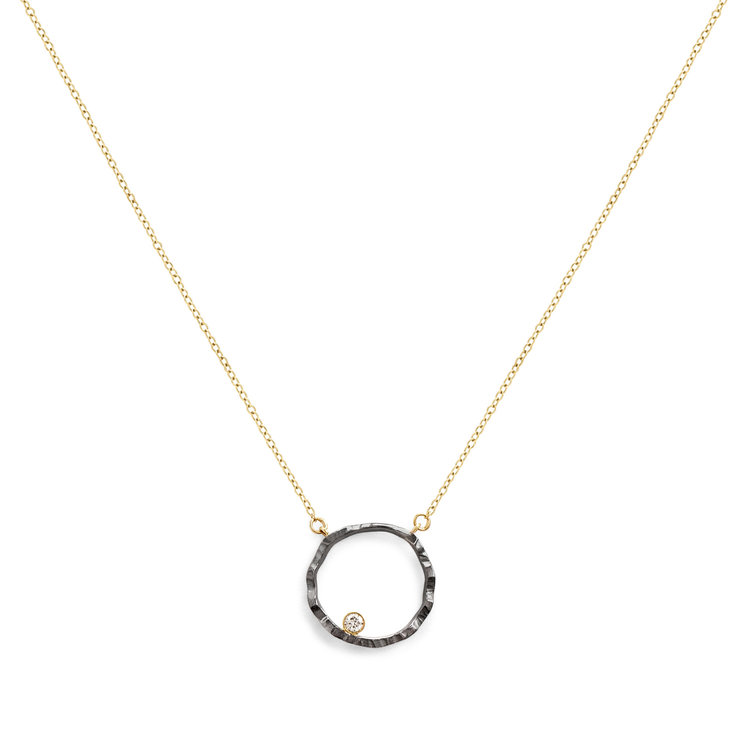 Dana Bronfman Open Silhouette Oxidized Diamond Pendant