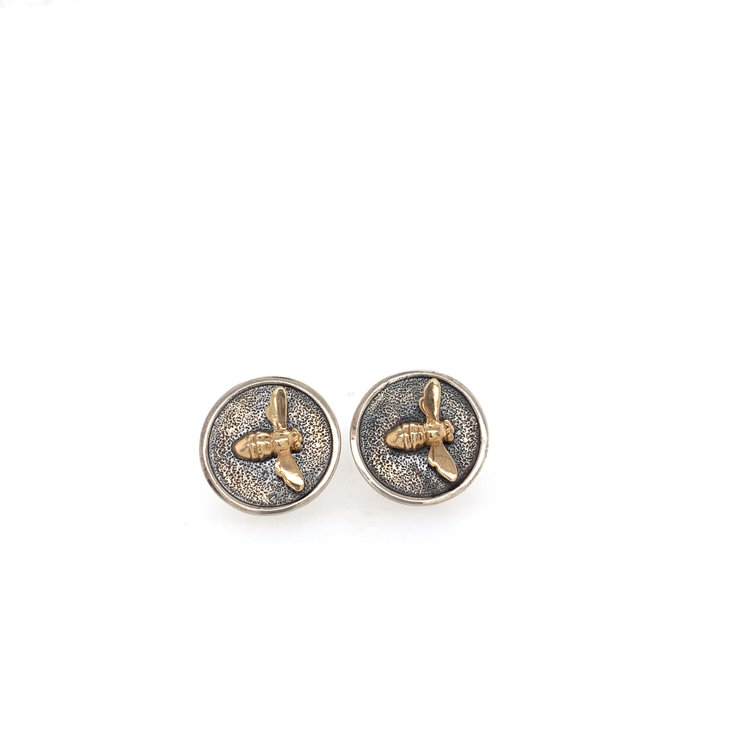 CFJ Bees Mixed Metal Tiny Bee Cuff Links