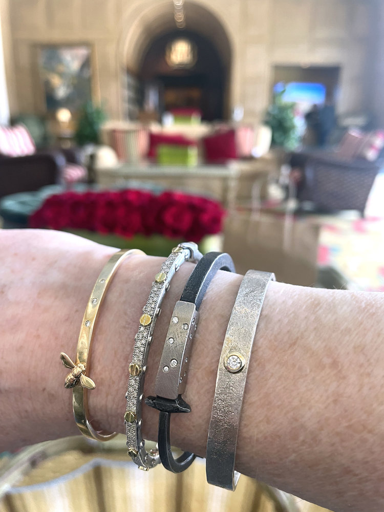 CFJ Fusion Single Bezel-Set Diamond and Sterling Silver Cuff