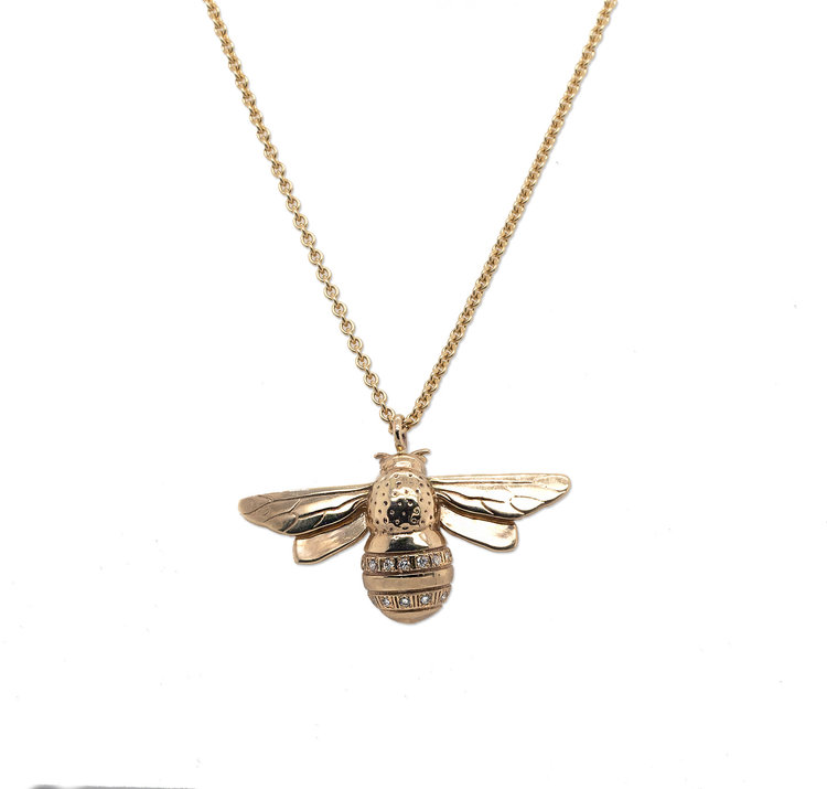 CFJ Bees Bombus Pendant Large Gold with Diamonds