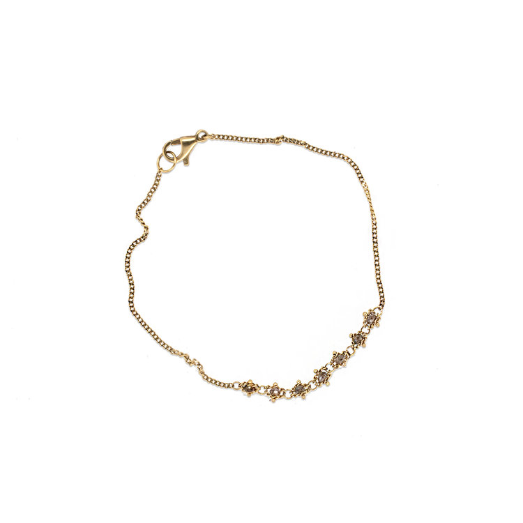 Amali Champagne Diamond Textile Station Bracelet