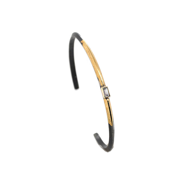 CFJ Fusion Knife Edge Fusion Baguette Diamond Cuff