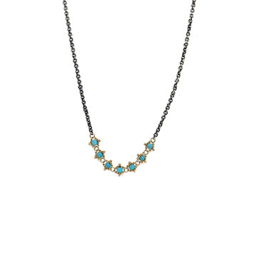 Amali Turquoise Textile Station Oxidized Necklace