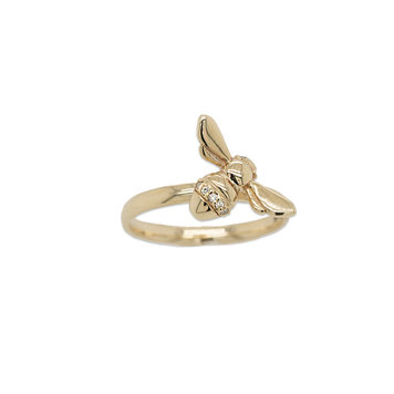 CFJ Bees Stacking Ring Tiny Bee Gold with Diamonds