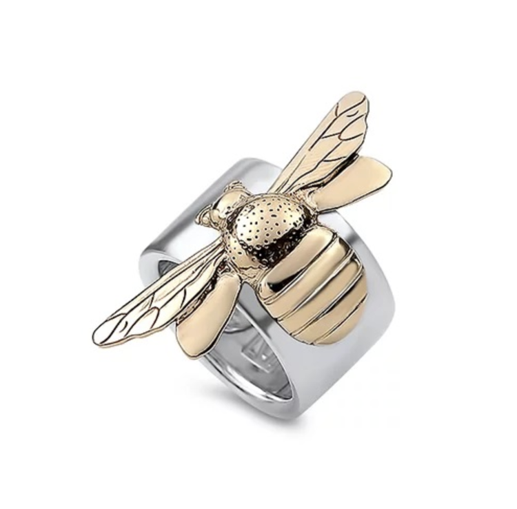 CFJ Bees Bombus Cigar Band Mixed Metal Ring