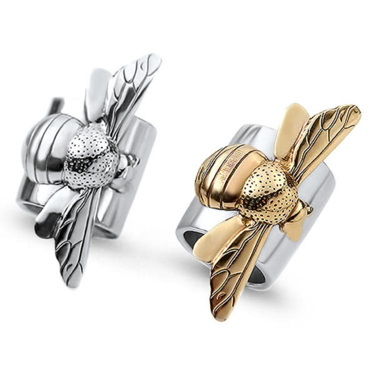 CFJ Bees Bombus Cigar Band Mixed Metal Ring