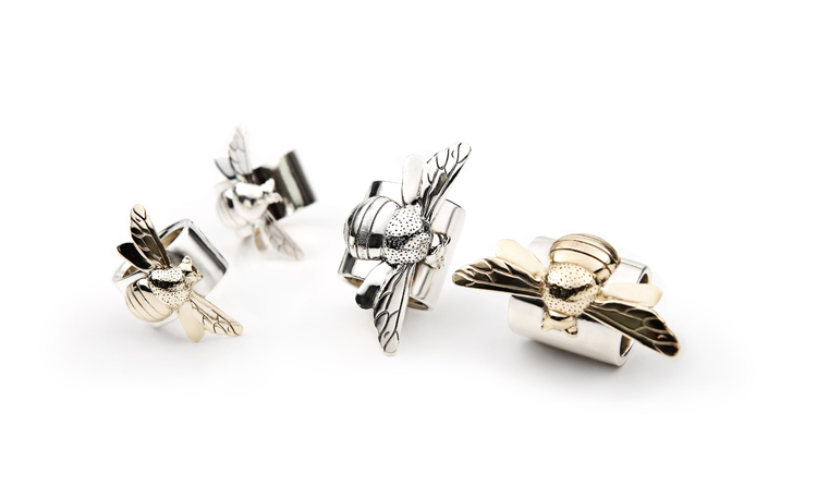 CFJ Bees Bombus Cigar Band Mixed Metal Ring