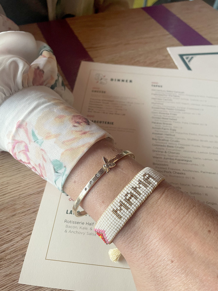 CFJ Bees Tiny Bee Thin Cuff Gold w 3 Diamonds