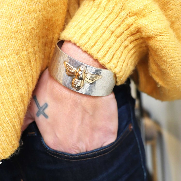 CFJ Bees 14k Gold & Sterling Silver Bombus Cuff