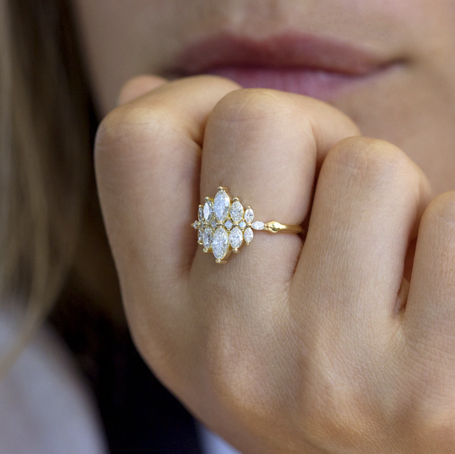 diamond marquise cluster ring