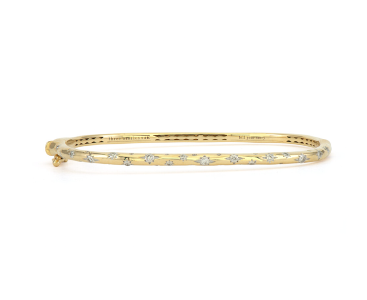 Three Stories Starry Night Rectangular Diamond Bangle Bracelet