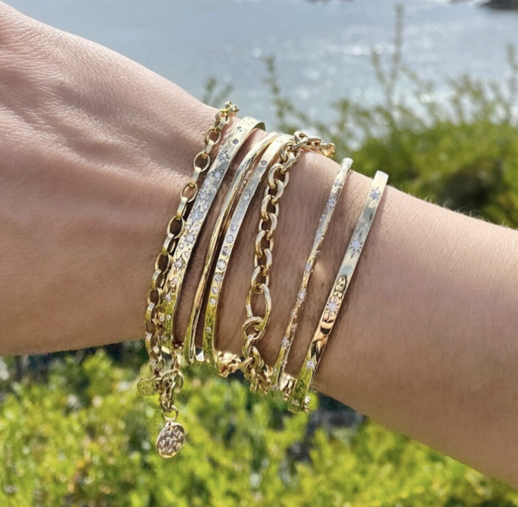 Three Stories Starry Night Rectangular Diamond Bangle Bracelet