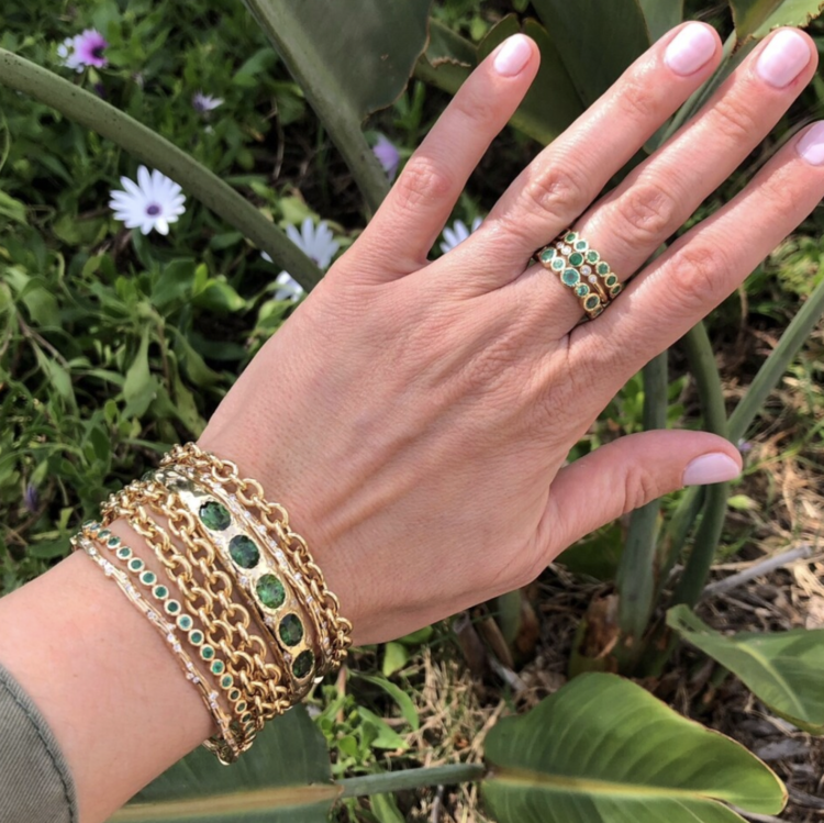 Three Stories Narrow Tree of Life Diamond Branch Bangle Bracelet