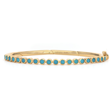 Three Stories Classic Bezel Set Turquoise/Diamond Bangle Bracelet