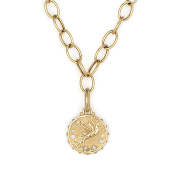 Three Stories Phoenix Fire Goddess Engraved Pendant with Connector