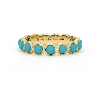 Three Stories Classic Gold and Turquoise Eternity Band Ring