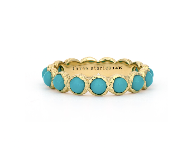 Three Stories Classic Gold and Turquoise Eternity Band Ring