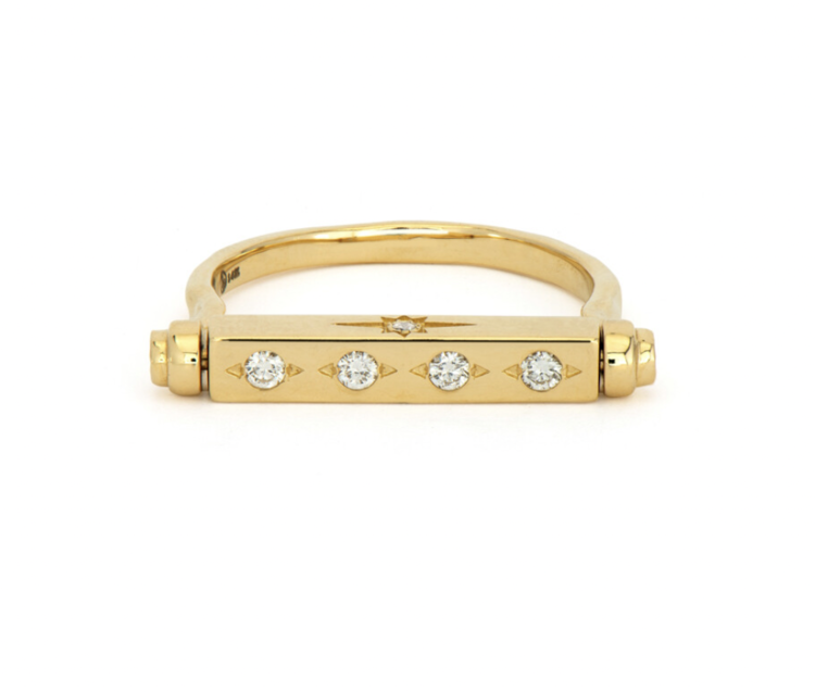 Three Stories Shooting Star Engravable Narrow Flip Ring