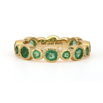 Three Stories Timeless Bezel Set Ombre Emerald Eternity Band RIng