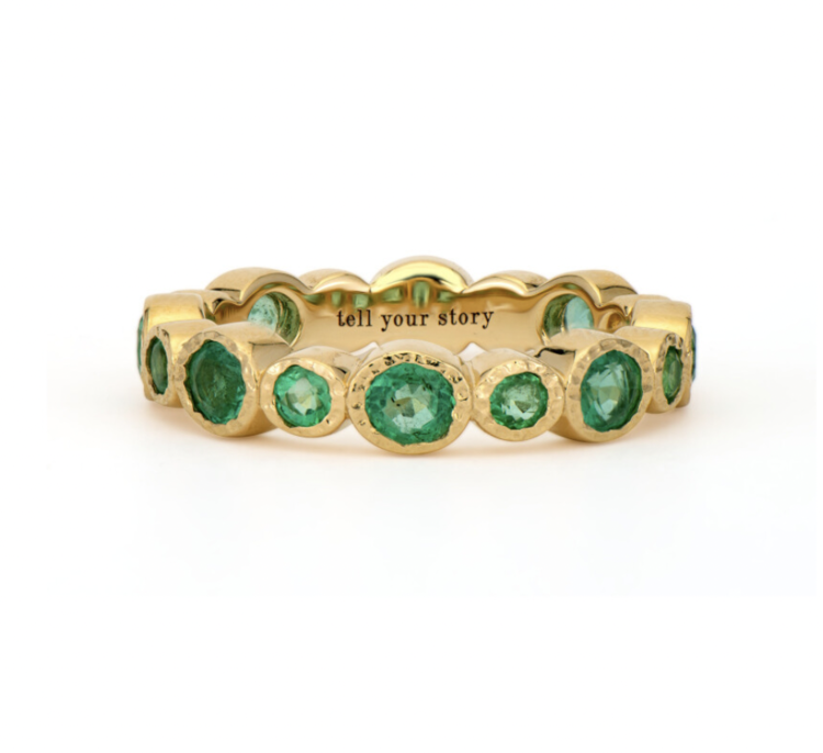 Three Stories Timeless Bezel Set Ombre Emerald Eternity Band RIng