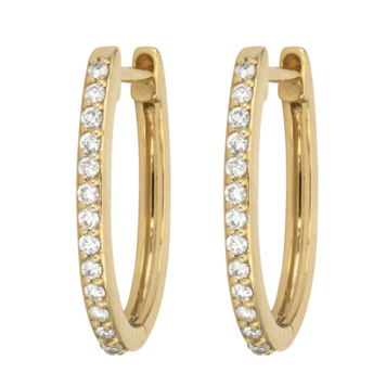 Three Stories Classic Small Oval Pave Single Hoop Earring