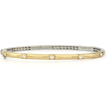 Three Stories Narrow Two-Toned Starburst Diamond Bangle Bracelet