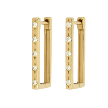 Three Stories Single Classic Metal Set Diamond Rectangular Hoop