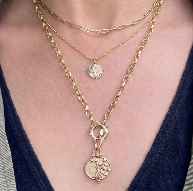 Three Stories Engraved Tree of Life Pendant with Connector