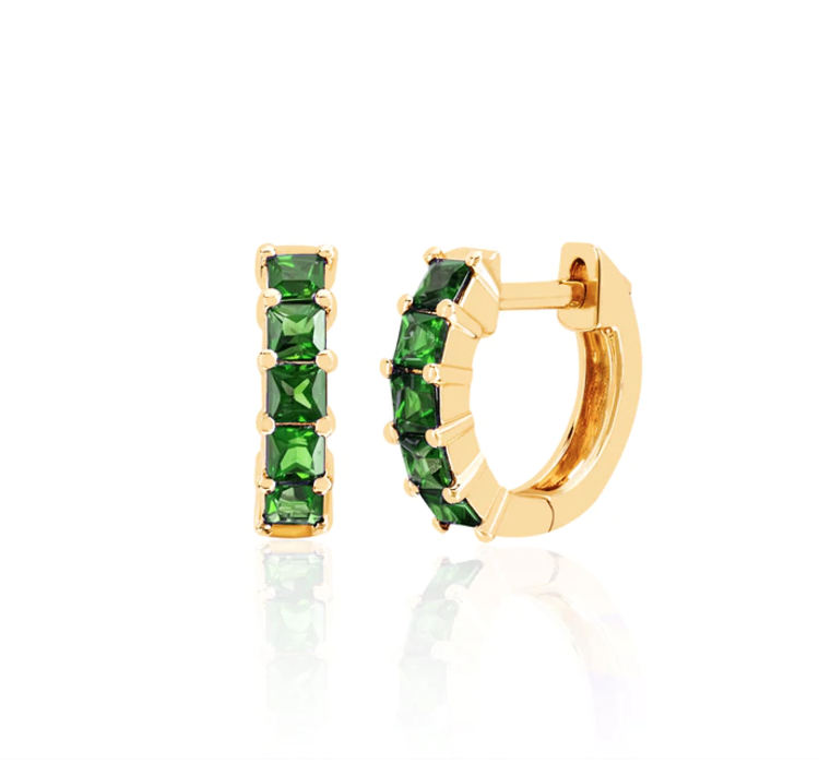 EF Collection Tsavorite Princess Mini Huggie Single Earring