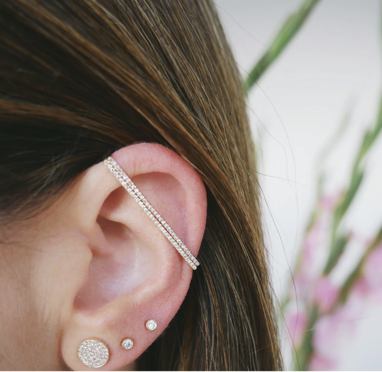 EF Collection Diamond Disc 14K Yellow Gold Stud Earrings